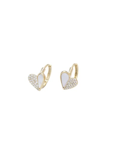 Brass Cubic Zirconia Heart Dainty Stud Earring