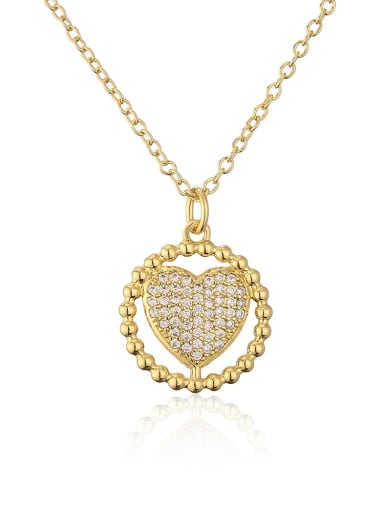 21965 Brass Cubic Zirconia Heart Vintage Necklace