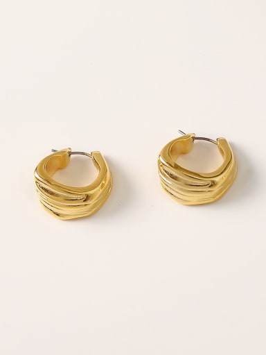 Brass Hollow Geometric Minimalist Huggie Trend Korean Fashion Earring