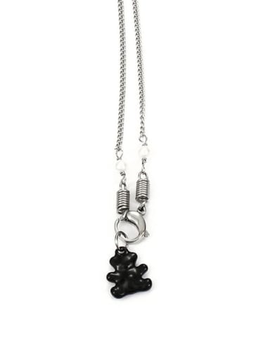 Titanium Steel Enamel Bear Cute Necklace