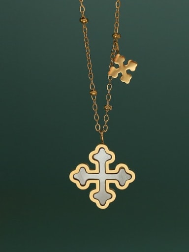 Titanium Steel Shell Cross Minimalist Necklace