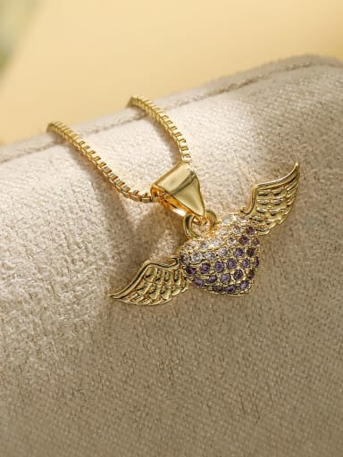 Brass Cubic Zirconia Angel Trend Necklace