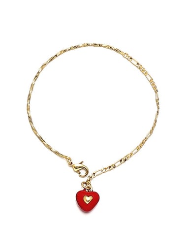 Bracelet Dainty Heart Brass Cubic Zirconia Enamel Bracelet and Necklace Set