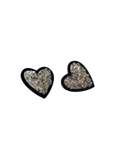 Alloy Resin crushed ice Heart Vintage Stud Earring