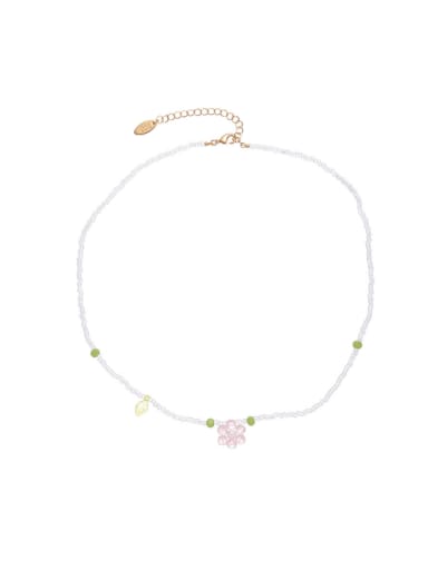 Brass Bohemia Glass Crystal Beads Flower Bracelet and Necklace Set