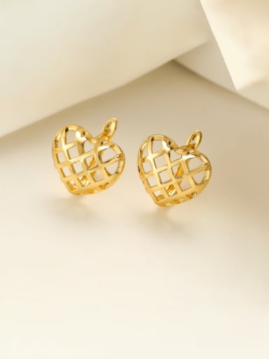 43769 Brass Hollow  Heart Minimalist Stud Earring