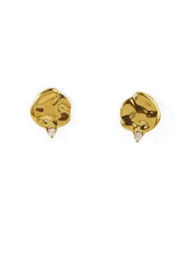 Brass Rhinestone Geometric Vintage Stud Earring