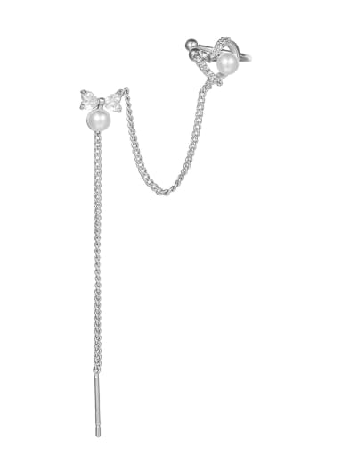 Brass Cubic Zirconia Tassel Minimalist Single Earring