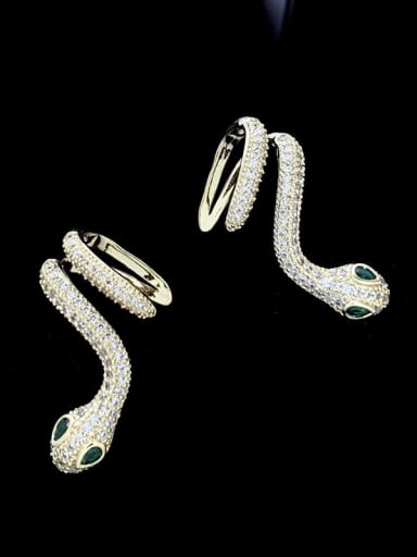 Brass Cubic Zirconia Snake Luxury Stud Earring