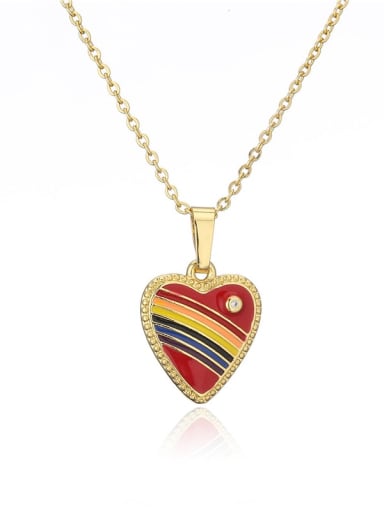 21132 Brass Enamel  Trend Heart  Pendant Necklace