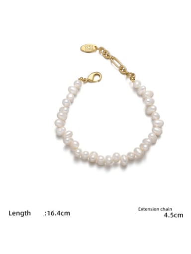 Brass Freshwater Pearl Irregular Minimalist Handmade Beaded Bracelet
