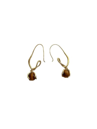 Brass Natural Stone Geometric Vintage Drop Earring