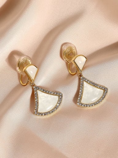 Brass Shell Geometric Minimalist Clip Earring