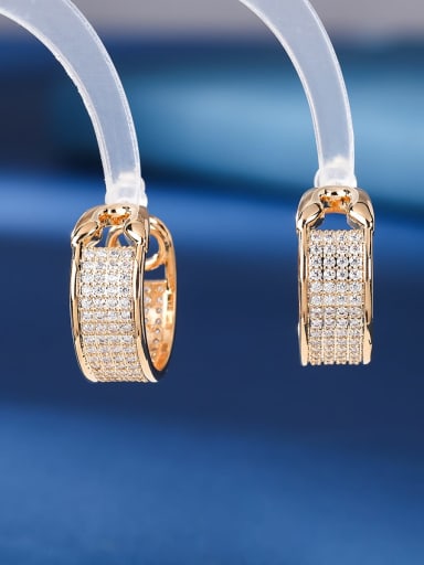 golden Brass Cubic Zirconia Geometric Luxury Stud Earring