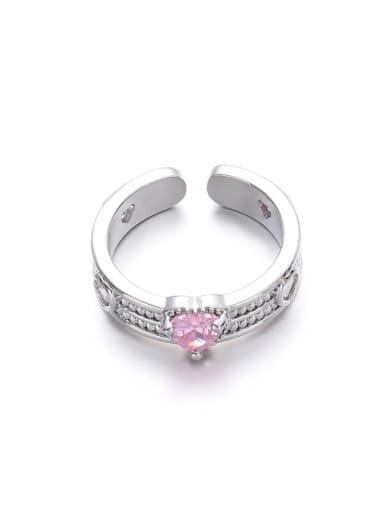 Pink style Brass Cubic Zirconia Geometric Dainty Band Ring