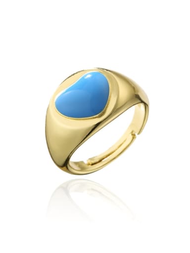 11031 Brass Enamel Heart Minimalist Band Ring