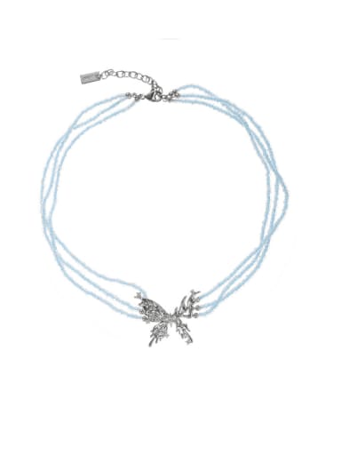 Brass Glass beads Butterfly Trend Multi Strand Necklace