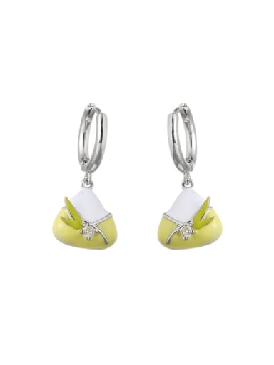 Light yellow (with the same necklace) Brass Cubic Zirconia Geometric Cute Drop Earring