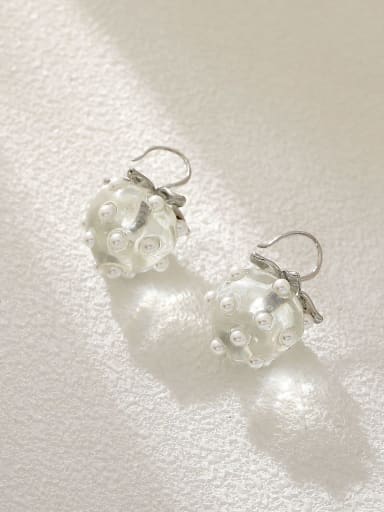 White K +transparent Brass Resin Friut Cute Hook Earring