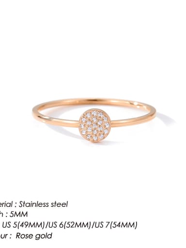 Rose gold Stainless steel Cubic Zirconia Round Minimalist Band Ring