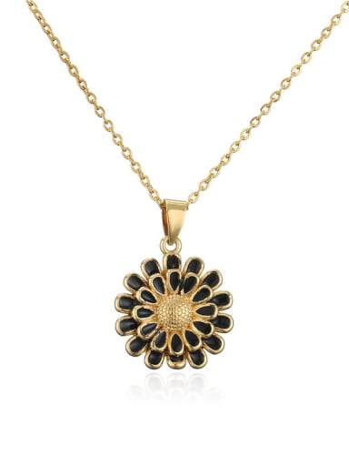 20943 Brass Rhinestone Enamel Flower Minimalist Necklace