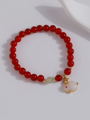Brass Jade Rabbit Trend Handmade Beaded Bracelet