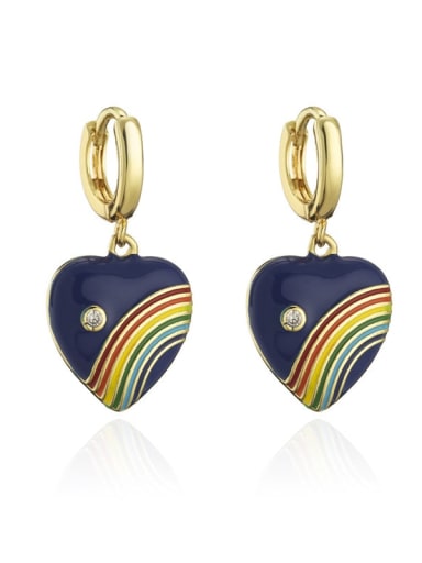 40970 Brass Enamel Heart Cute Huggie Earring