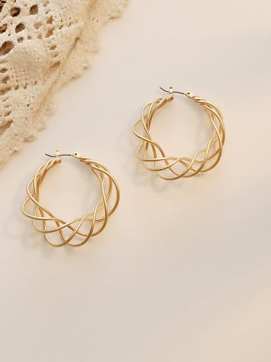 Copper Hollow Geometric Ethnic Hoop Trend Korean Fashion Earring