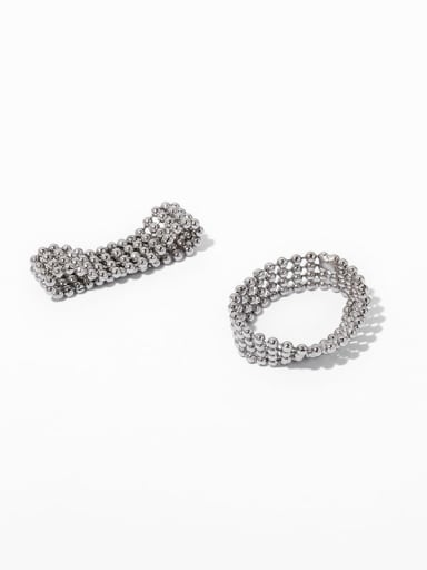 Brass Geometric Hip Hop Bead Line Bead Ring