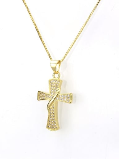 Brass Cubic Zirconia Cross Dainty Regligious Necklace