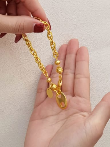Nostalgic gold Brass Hollow Geometric Vintage Link Bracelet
