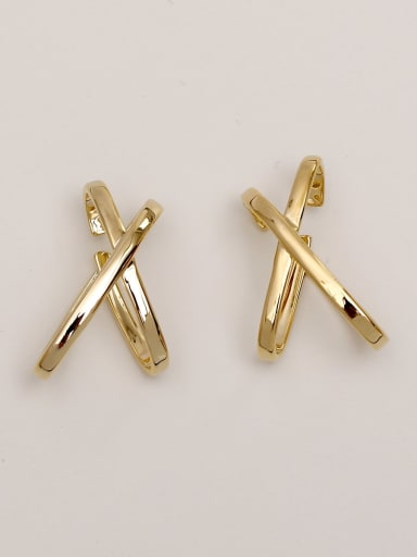 Brass smooth Cross Vintage Stud Trend Korean Fashion Earring