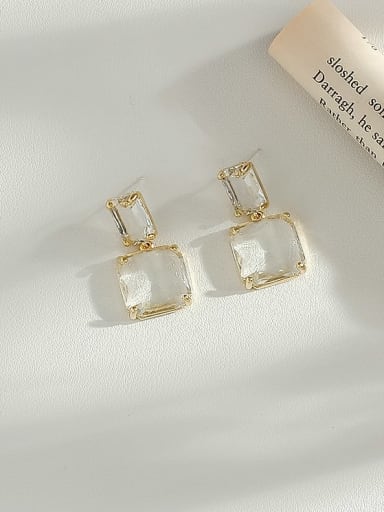 Copper Cubic Zirconia Geometric Minimalist Drop Trend Korean Fashion Earring