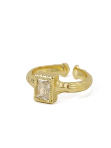 rectangle Brass Cubic Zirconia Geometric Vintage Band Ring