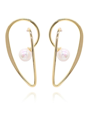 Copper Imitation Pearl Heart Minimalist Drop Trend Korean Fashion Earring