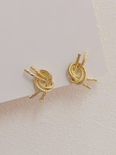 Brass Geometric Knot Minimalist Stud Earring