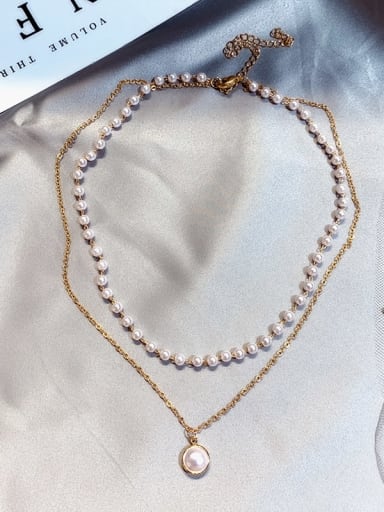 Zinc Alloy Imitation Pearl White Classic Multi Strand Necklace