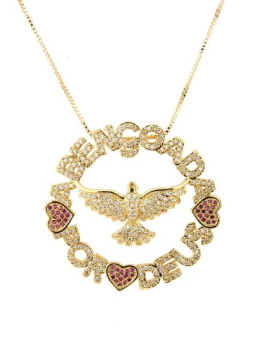 Brass Cubic Zirconia Letter Luxury eagle   Pendant Necklace