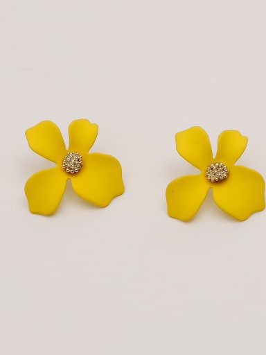 Brass Enamel Flower Cute Stud Trend Korean Fashion Earring