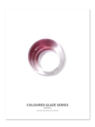 Purple Hand  Glass Clear Geometric Minimalist Band Ring