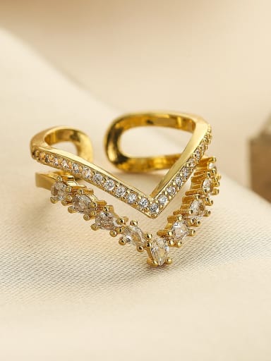 13400 Brass Rhinestone Crown Dainty Band Ring