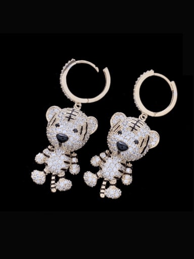 Brass Cubic Zirconia Tiger Luxury Huggie Earring