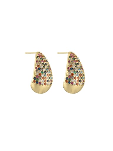 45221 Brass Cubic Zirconia Water Drop Vintage Stud Earring