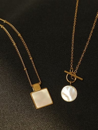 Brass Shell Geometric Vintage pendant Necklace