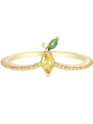 lemon Brass Cubic Zirconia Multi Color Friut Cute Band Ring