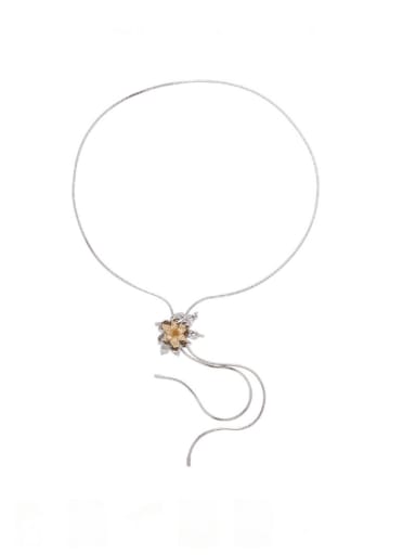 Brass Flower Hip Hop Tassel Necklace