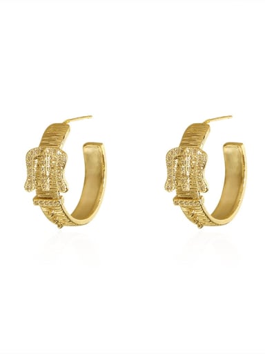 Brass Cubic Zirconia Geometric Vintage Hoop Trend Korean Fashion Earring