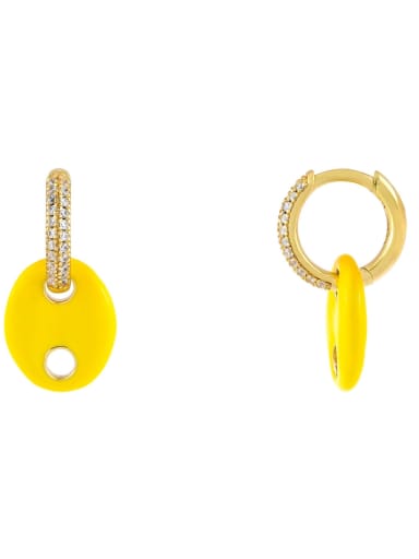 Yellow  (Single-(Only One)) Brass Rhinestone Enamel Geometric Cute Single Earring(Only One)