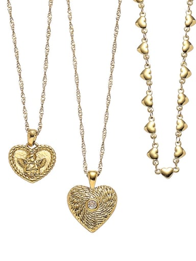 Brass Cubic Zirconia Heart Vintage Necklace