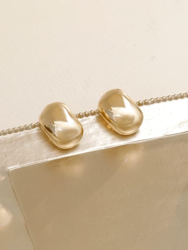 Light Gold Brass Enamel Geometric Minimalist Stud Earring